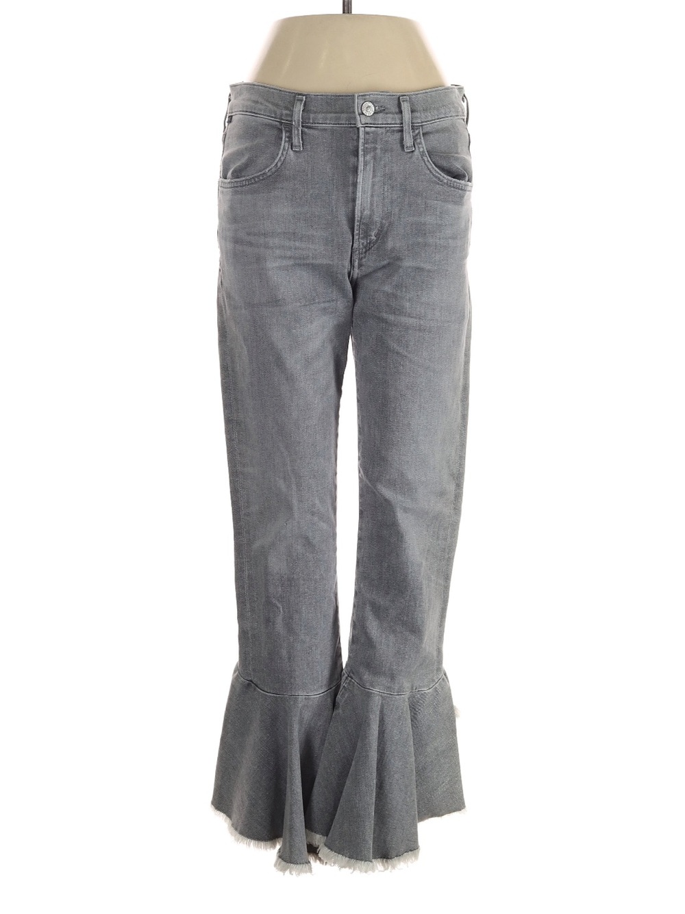 Citizens of Humanity Drew Flounce Jeans 27 Gray Ruffle Hem High Rise - Picture 2 of 4